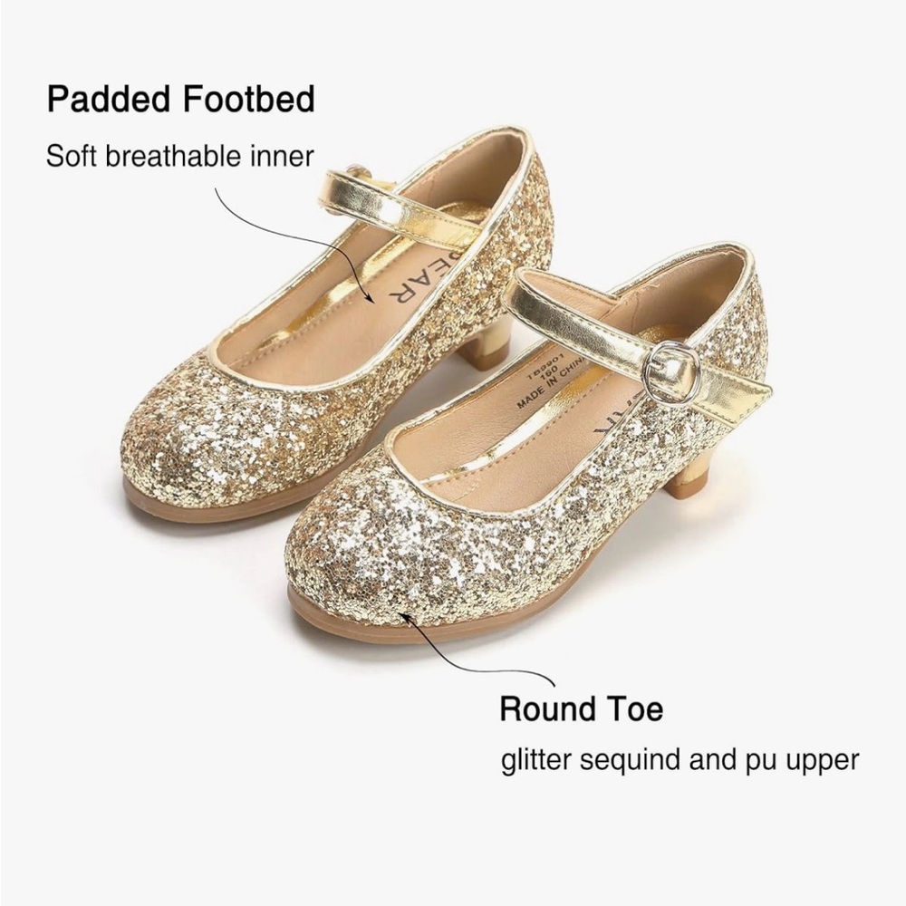 Gold Glitter Kids Shoes, size 13 - Picture 2 of 12